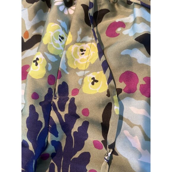 Zara Floral Patterned Womens Pants With Drawstring & Beaded Accents M - Picture 8 of 10